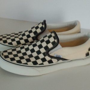Vans Asher Black &  Off White Checkerboard Slip-Ons Women's size 9 Mens size 7.5